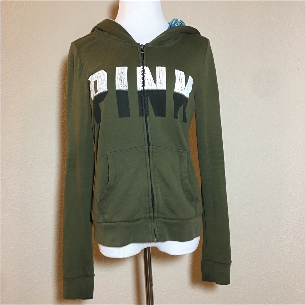 PINK Victoria’s Secret green zip up sweater
